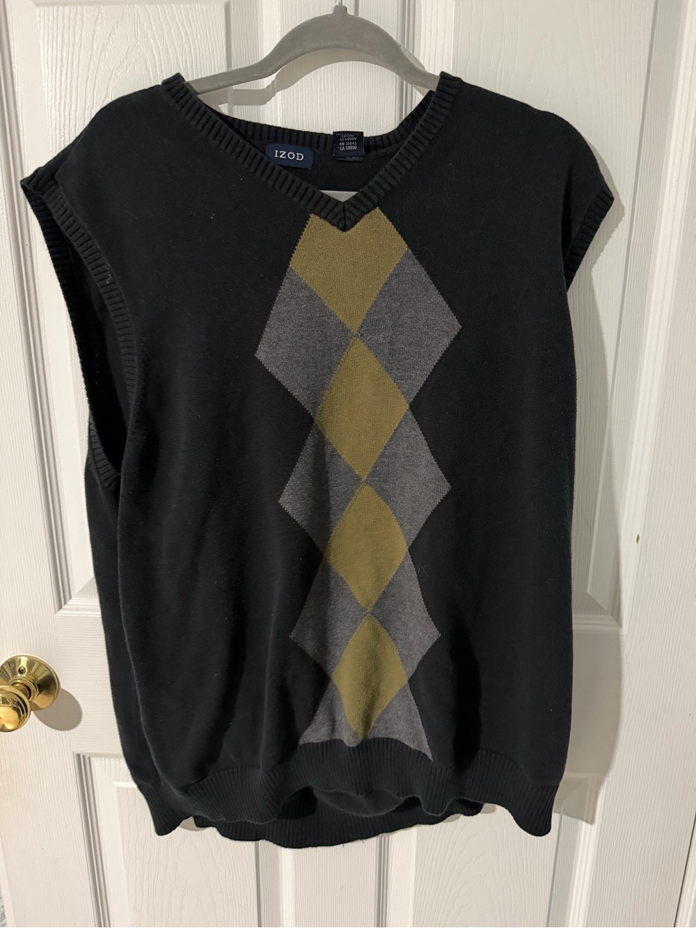 IZOD Men's Black Argyle V-Neck Sweater Vest